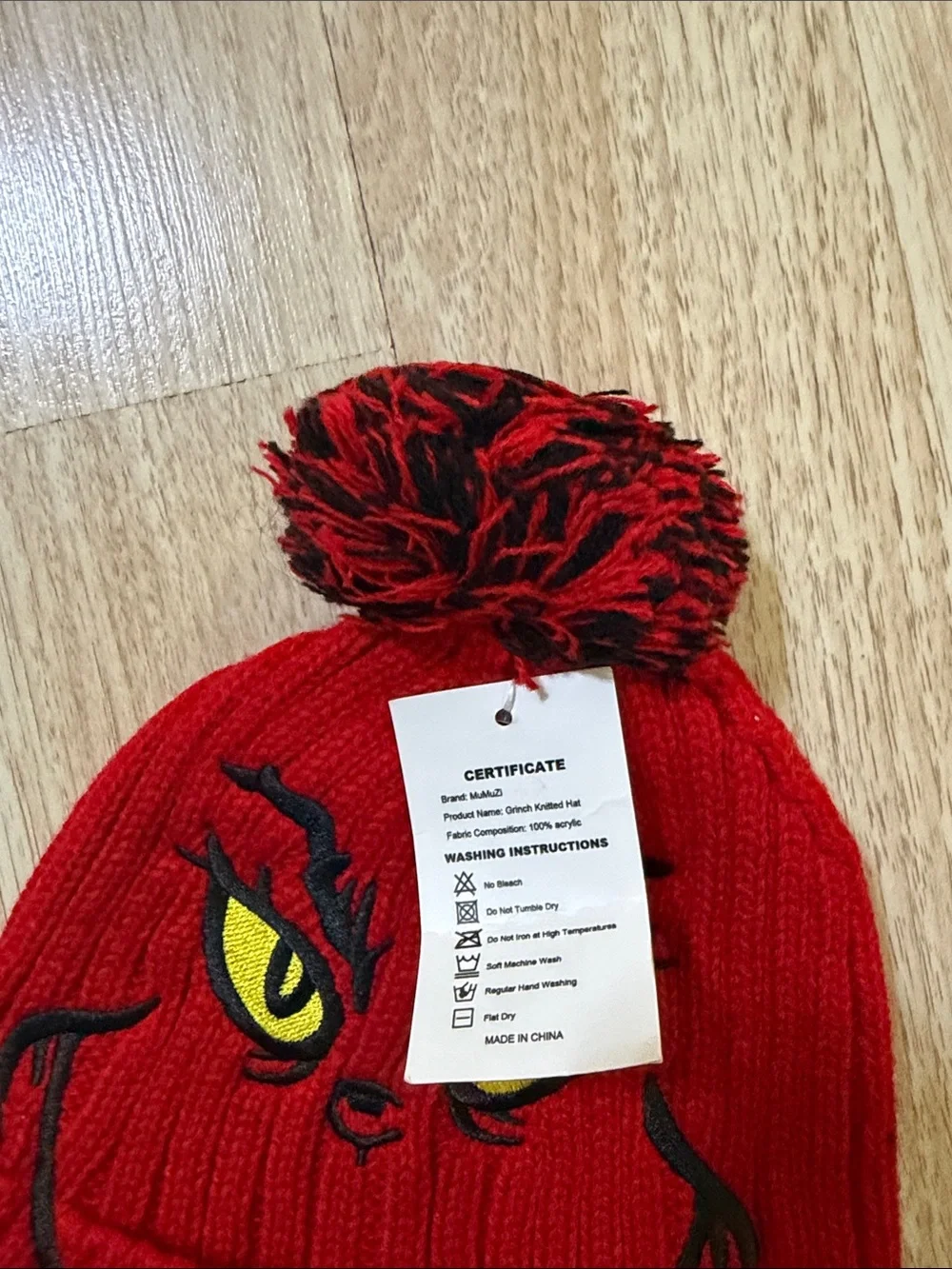 Red Grinch Knit Pom Beanie - Kids Accessories